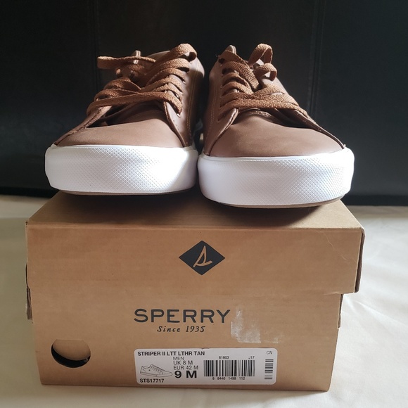 sperry striper lace up leather sneaker